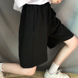 Getadme Summer Gray Shorts Women Fashion Ladies Elastic Waists Short Pants High waist Streetwear Wide-leg Oversize Simple Unisex Short