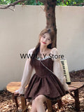 Kawaii Sweet Y2k Mini Dress Woman Short Party Vintage Lace Plaid Dress Bow Design One Piece Dress Korean Fashion Autumn 2023