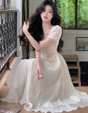Getadme Women Elegant Evening Party Midi Dress Summer New Fashion Princess Embroider Vestidos Female Korean Design Slim Clothes