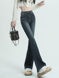 Winter Vintage Flare Jeans Women Streetwear High Waist Chic Casual Y2K Denim Pants Female Korean Style Harajuku Slim Pants 2023