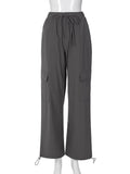 Getadme-Casual Drawstring Women Pants Cargo Y2k Low Waist Loose Baggy Joggers Wide Leg Trousers Summer Harajuku Sweatpants