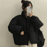 Getadme Thicken Down Jacket Women Winter Long Sleeve Turtleneck Zipple Female Parka Coat Warm Casual Loose Lady Warm Outcoat