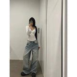 Getadme-Autumn Winter New American Vintage Jeans Woman High Waist Slim Straight Women's Jeans  Casual Loose Street Chicly Jeans Female