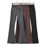 Getadme - Tenues d'automne pour femmes : pantalons de yoga skinny, leggings évasés, style coréen, streetwear, pantalons de yoga décontractés noirs à jambes évasées