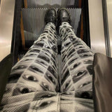 New 2022 retro loose pants fashion high waist slim wide leg pants eye print high quality simple korean casual straight pants y2k